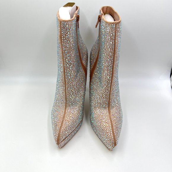 Madden Girl Size 8.5 Lorile Blush Jeweled Encrusted Platform Ankle Boots Shoes - Picture 2 of 14